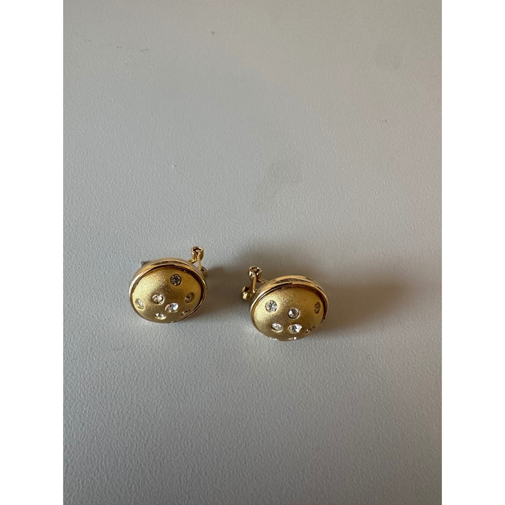 Vintage Gold Tone Domed Button Earrings